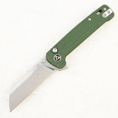 Нож QSP Penguin Button Lock, 14C28N, Micarta Green, QS130BL-C1