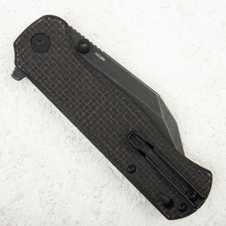 Нож QSP Swordfish Button Lock, 14C28N Black, Micarta Dark Brown - купить в интернет-магазине Blademan