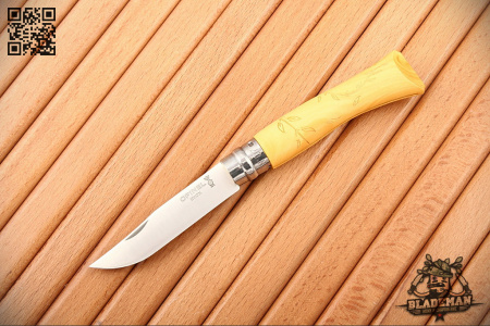 Нож Opinel №7 Nature, Нержавеющая сталь, Самшит, Гравировка листья - купить в интернет-магазине Blademan