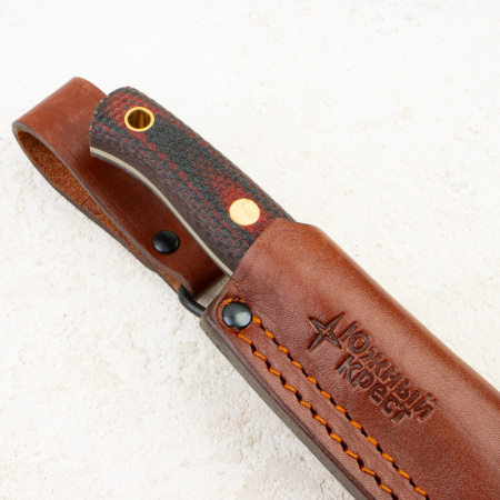 Нож Южный Крест Slender S, Elmax, Micarta Black/Red, Насечка