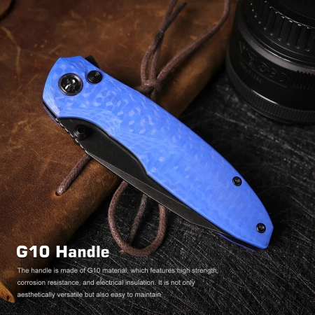 Нож Remette Cool Whale, Blackwashed 14C28N, CNC G10 Blue Handle, RTCL-GN6