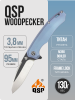 Нож QSP Woodpecker, Bohler M390, Titanium Blue