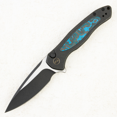 Нож WE Knife Button Lock Kitefin, CPM 20CV, Carbon Fiber / Black Titanium Handle