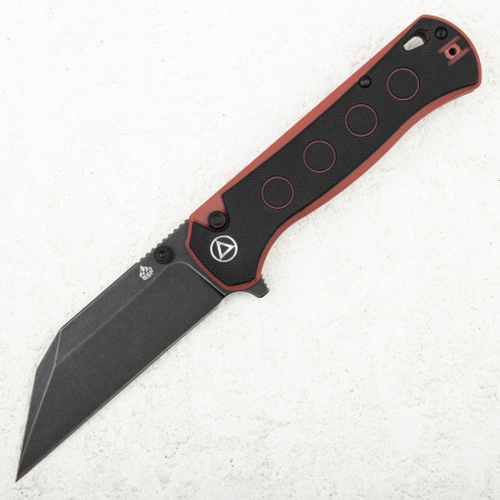 Нож QSP Swordfish Button Lock, 14C28N Black, G10 Black/Red
