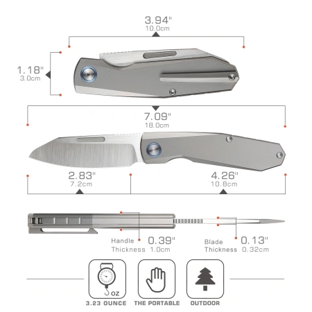 Нож Remette Squirrel, M390, Titanium Gray Handle, RTDP-G Нож Remette Squirrel, M390, Titanium Gray Handle, RTDP-G