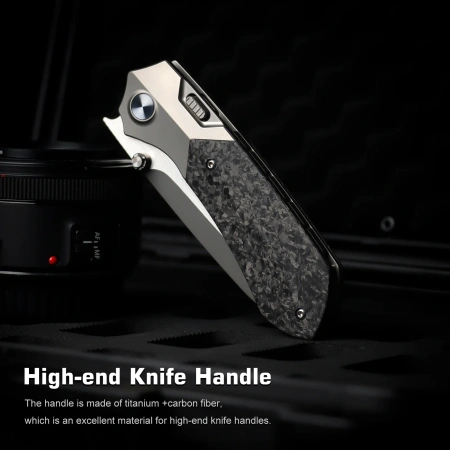 Нож Remette Meteor, M390, Titanium/Carbon Black Handle, RTPT-E