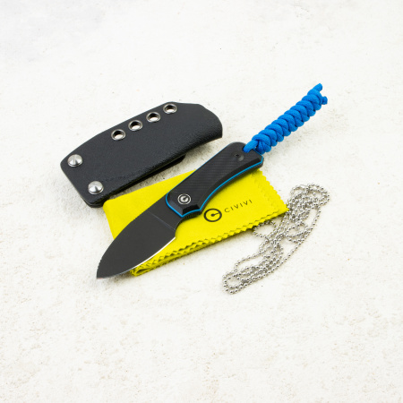 Шейный нож Baby Banter Fixed Blade, Black Stonewashed, Nitro-V, G10 Black/Blue Handle, C23045-1