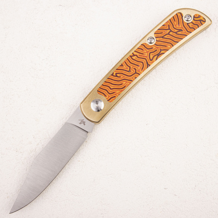 Нож WKL Mockingbird, ELMAX, Bronze/Micarta Orange/Black