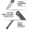Нож Remette Rhino, 14C28N, Micarta Green Handle, MC25A