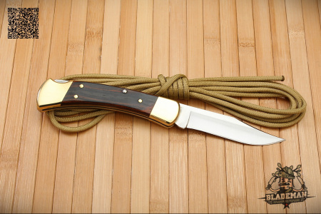 Нож Buck 110 Hunter, Эбеновое Дерево, Кожаный чехол - купить в интернет-магазине Blademan