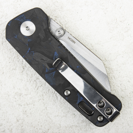 Нож QSP Penguin MINI, 14C28N, Shredded Carbon Fiber Blue - купить в интернет-магазине Blademan