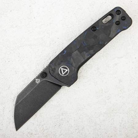 Нож QSP Penguin MINI, 14C28N Black, Shredded Carbon Fiber Blue - купить в интернет-магазине Blademan