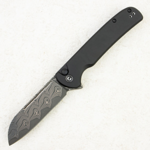 Нож CIVIVI Chevalier II Flipper & Button Lock,  Damasteel, Black Aluminum Handle, C20022B-DS1 - складной туристические ножи из стали Нож CIVIVI Chevalier II Flipper & Button Lock,  Damasteel, Black Aluminum Handle, C20022B-DS1 - складной туристические ножи из стали