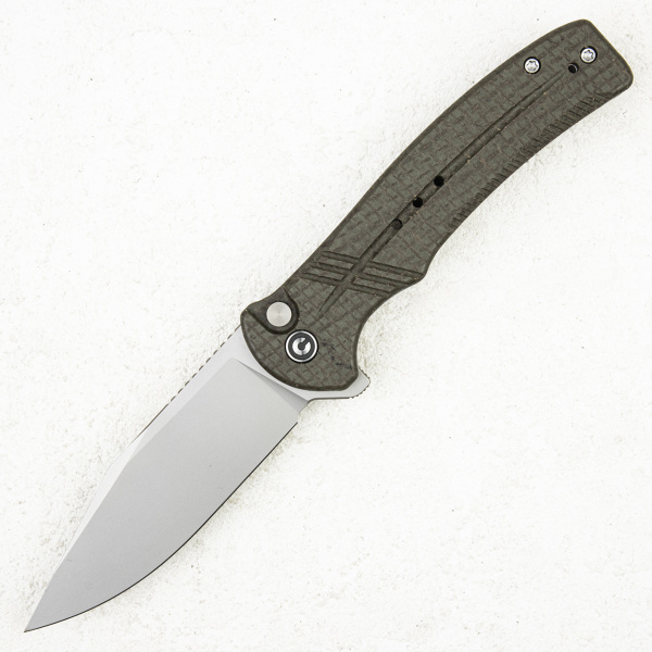 Нож CIVIVI Cogent, 14C28N Silver, Micarta Coarse Green, Button Lock, C20038D-5