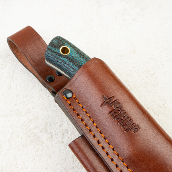 Нож Южный Крест Траппер, VG-10, Convex, Micarta Black/Blue, Насечка