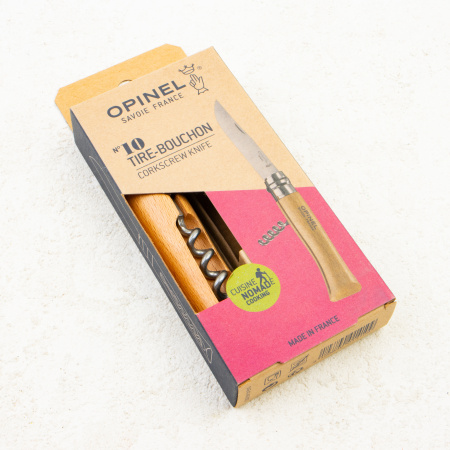 Нож Opinel №10, 12C27, Beech Wood, Штопор