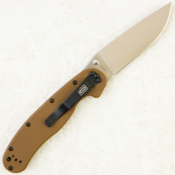 Нож Ontario Rat 1, D2, Satin, Coyote Brown Nylon, 8867CB