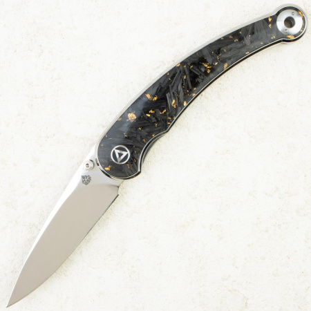 Нож QSP Dolphin, Mirror 14C28N, Carbon Fiber Black with Gold, QS161-A