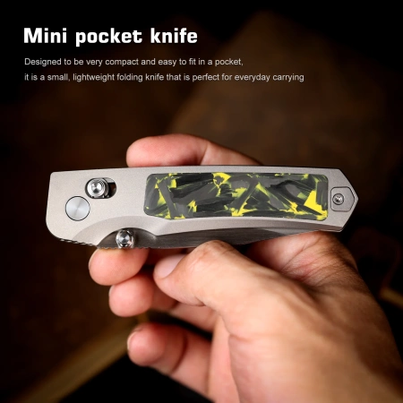 Нож Remette Aurora, M390, Titanium/Carbon Black/Yellow Handle, AURA-Y