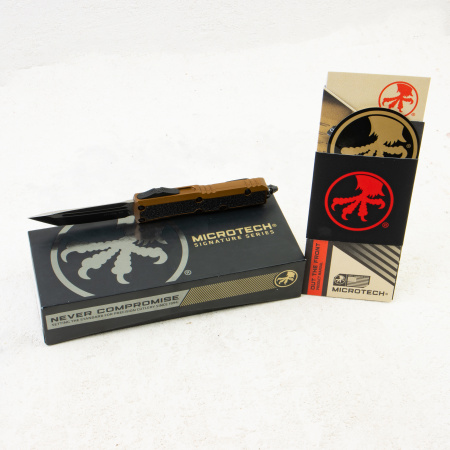 Нож Microtech Daytona, Black Standart, M390, Aluminum Tan, 127-1 TAS Нож Microtech Daytona, Black Standart, M390, Aluminum Tan, 127-1 TAS