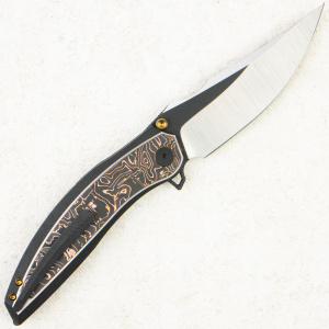 Нож WE Knife Quinseris, Satin M390, Titanium Black with Carbon Copper Inlay Handle, WE23093-1 Нож WE Knife Quinseris, Satin M390, Titanium Black with Carbon Copper Inlay Handle, WE23093-1