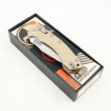 Нож Microtech Amphibian RAM-LOK, Stonewash, M390, G10 Frag Tan, 137RL-10 Нож Microtech Amphibian RAM-LOK, Stonewash, M390, G10 Frag Tan, 137RL-10