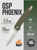 Нож QSP Phoenix, D2 SW/Satin, G10 Green