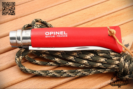 Нож Opinel №8 Trekking, Нержавеющая сталь, Кожаный темляк, Красный - купить в интернет-магазине Blademan