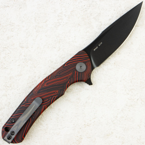 Нож Petrified Fish Warrior, Black Stonewashed, K110, Gmascus G10 Red/Black Handle, PF949R