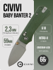 Нож CIVIVI Baby Banter 2, Gray Stonewashed Nitro-V, Micarta Green Handle, C23074-3 Нож CIVIVI Baby Banter 2, Gray Stonewashed Nitro-V, Micarta Green Handle, C23074-3