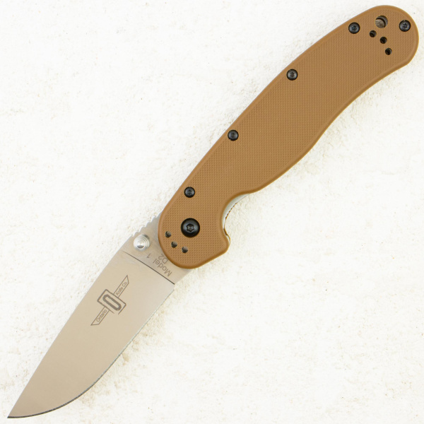 Нож Ontario Rat 1, D2, Satin, Coyote Brown Nylon, 8867CB
