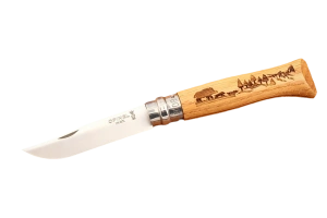 Opinel №8, гравировка «Кабан» — нож в открытом виде