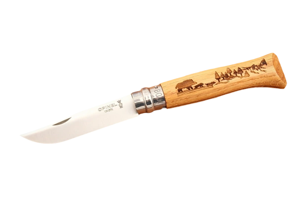Opinel №8, гравировка «Кабан» — нож в открытом виде