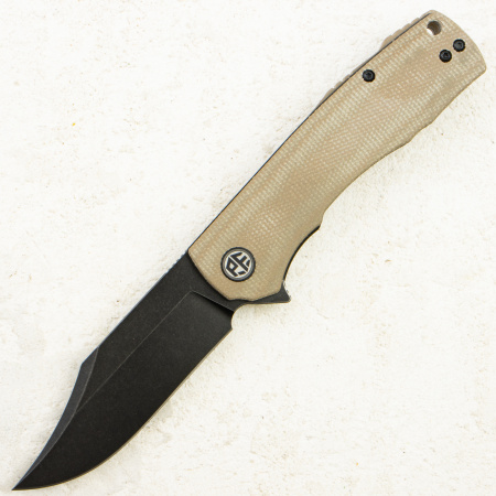 Нож Petrified Fish Victor, К110, Black Stonewashed, Micarta Khaki Handle, PFP03KMDW