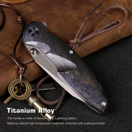 Нож Remette Cool Whale, M390, Titanium Fire-Textured Handle, RTCL-T3