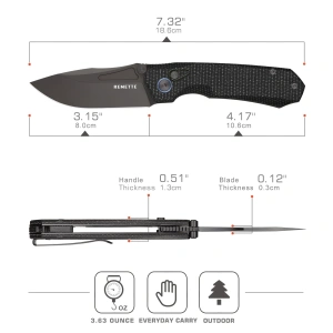 Нож Remette Rhino, 14C28N, Micarta Black Handle, MC25B