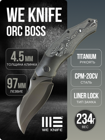 Нож WE Knife Orc Boss, Gray CPM 20CV, Titanium Gray with Aluminum/Carbon Inlay Handle, WE24042-3