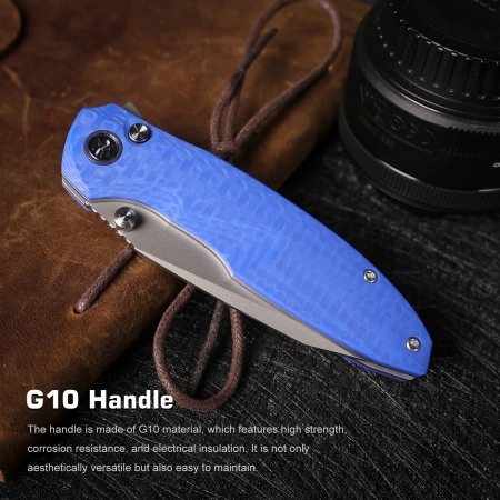 Нож Remette Cool Whale, 14C28N, CNC G10 Blue Handle, RTCL-GN5