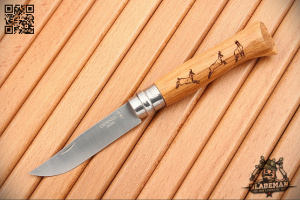 Нож Opinel №8 Animalia, Нержавеющая сталь, Дуб, Гравировка серна - складной туристические ножи из стали