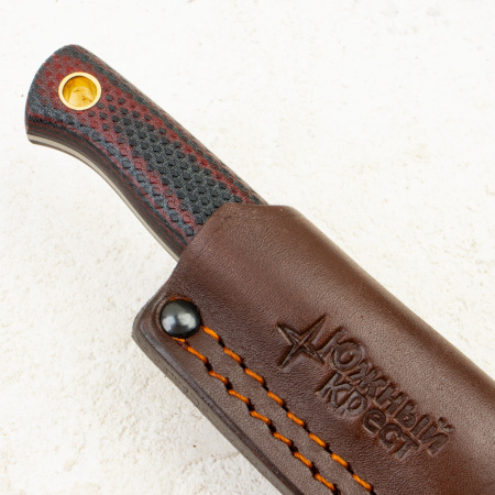 Нож Южный Крест Small, Elmax, Конвекс, Микарта Красно-черная, Насечка