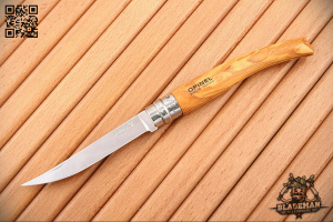 Нож филейный Opinel №10, Нержавеющая сталь, Оливковое дерево - складной туристические ножи из стали
