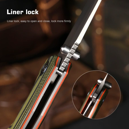 Нож Remette Cool Whale, 14C28N, G10 Black/Green Handle, RTCL-G1