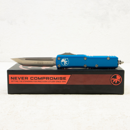 Нож Microtech UTX-85 Tanto, Stonewash, M390, Aluminum Blue, 233-10 BL Нож Microtech UTX-85 Tanto, Stonewash, M390, Aluminum Blue, 233-10 BL