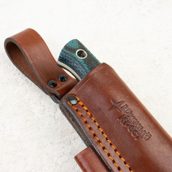 Нож Южный Крест ЯГД, CPR, Convex, Micarta Black/Blue, Насечка, 220