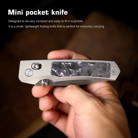 Нож Remette Aurora, M390, Titanium/Carbon Black/Pink Handle, AURA-P