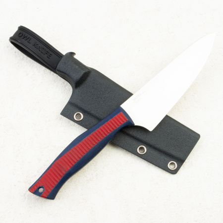 Нож OWL S120 F, JM390 Cryo, G10/Micarta Blue/Red, Kydex
