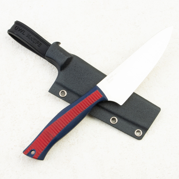 Нож OWL S120 F, JM390 Cryo, G10/Micarta Blue/Red, Kydex