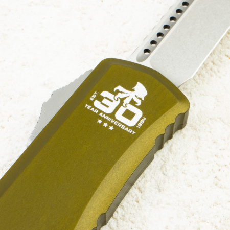 Нож Microtech Hera II Mini 30th Anniversary, Stonewash, M390, Aluminium OD Green, 1703M-10 Нож Microtech Hera II Mini 30th Anniversary, Stonewash, M390, Aluminium OD Green, 1703M-10