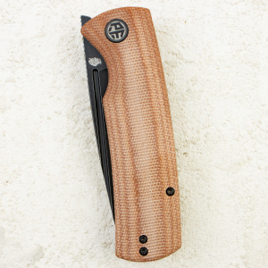 Нож Petrified Fish Beluga, K110, Black Stonewashed, Brown Micarta Handle, PFP01KMW