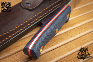 Нож Южный Крест Шершень, D2, Kонвекс, Микарта Navy Blue, Насечка Нож Южный Крест Шершень, D2, Kонвекс, Микарта Navy Blue, Насечка - купить в интернет-магазине Blademan